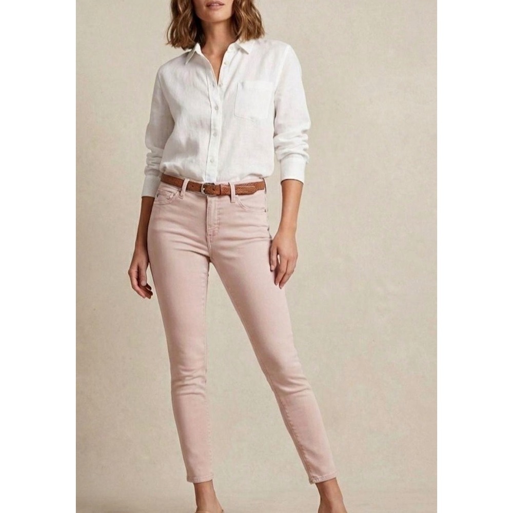 AG Adriano Goldschmied The Abbey Ankle Mid Rise Skinny Pink Jeans 28R. EUC